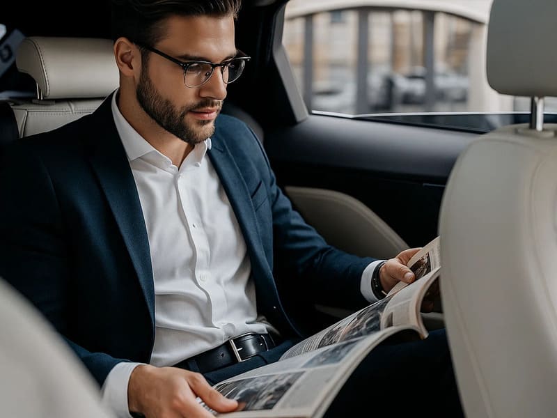 Homme d'affaires en voiture